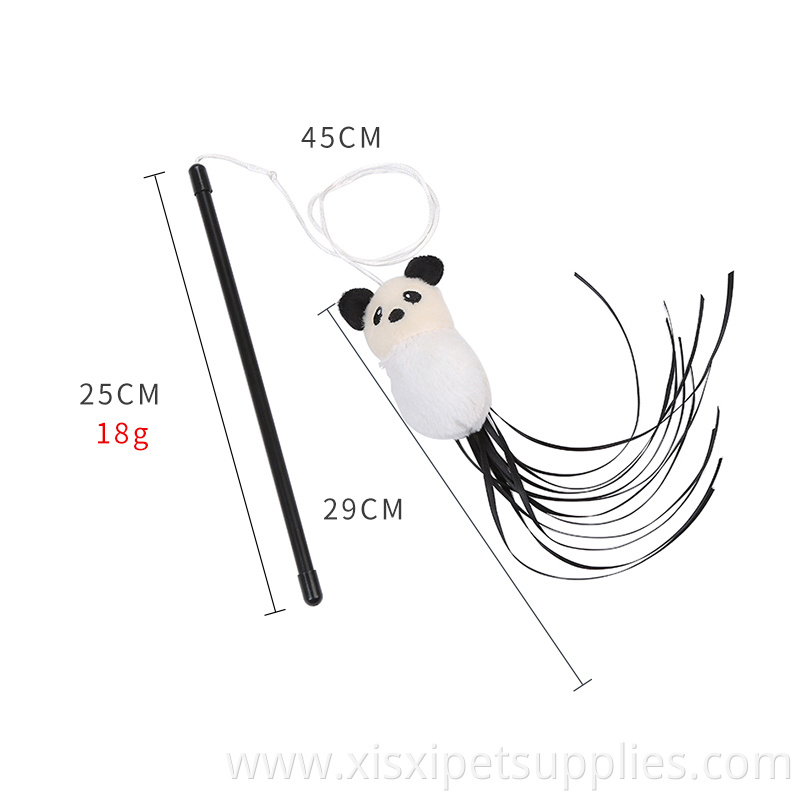 bamboo and panda style Handmade Interactive Funny Playing Cat Teaser Stick Toy With Feather
